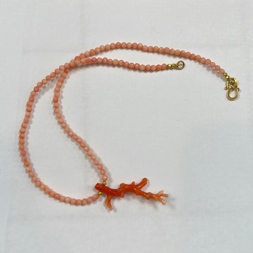 16” coral necklace.